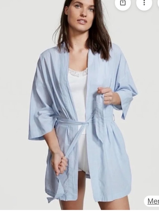 Victoria's Secret Other - VICTORIA SECRET Light Blue Women's Cotton Robe - Classic Short Kimono!! S